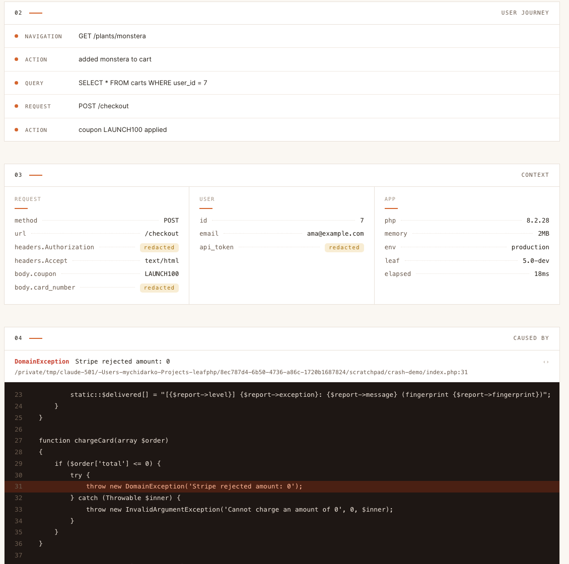 User journey and context on the crash screen